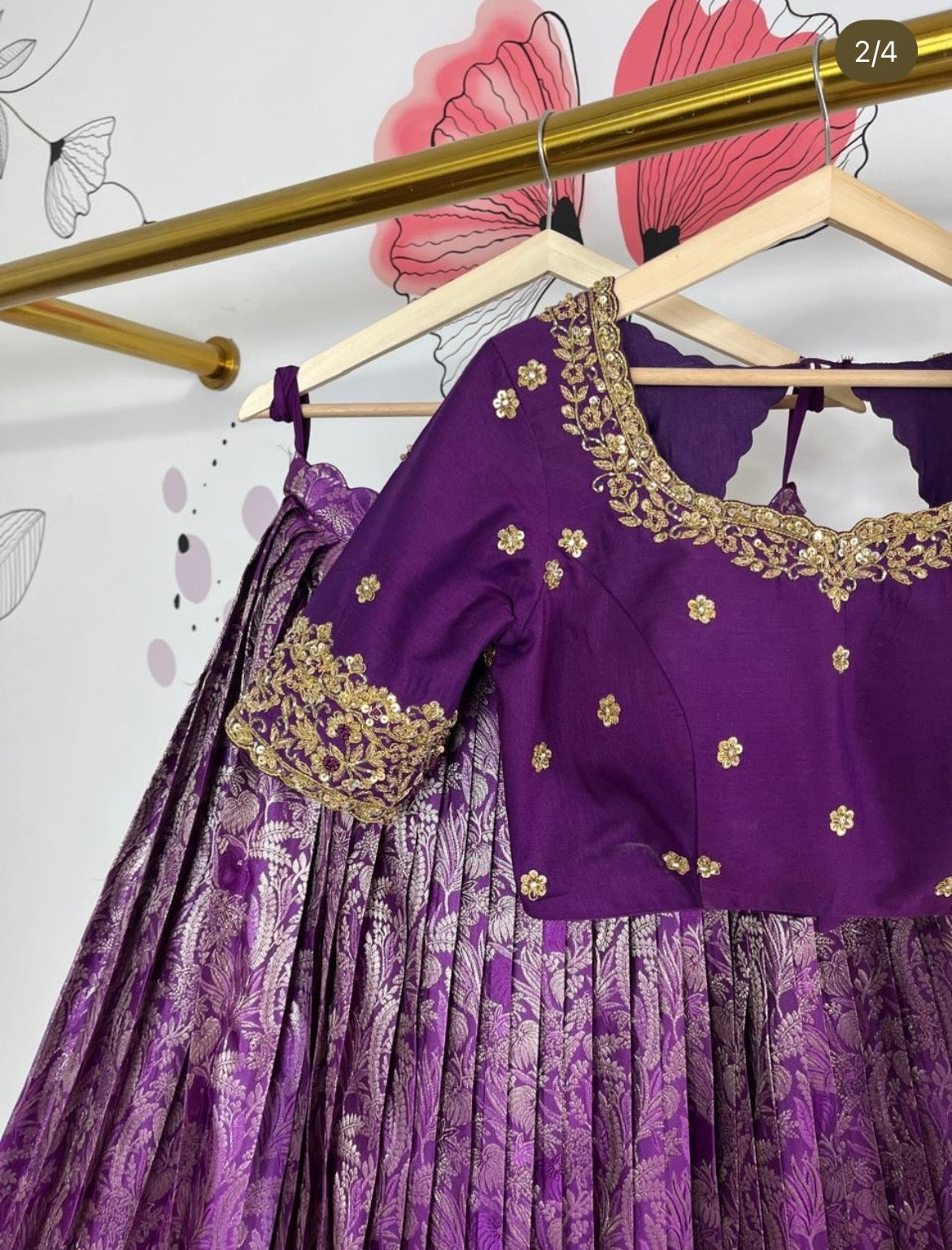 Wine and Gold Kanjeevaram Lehenga