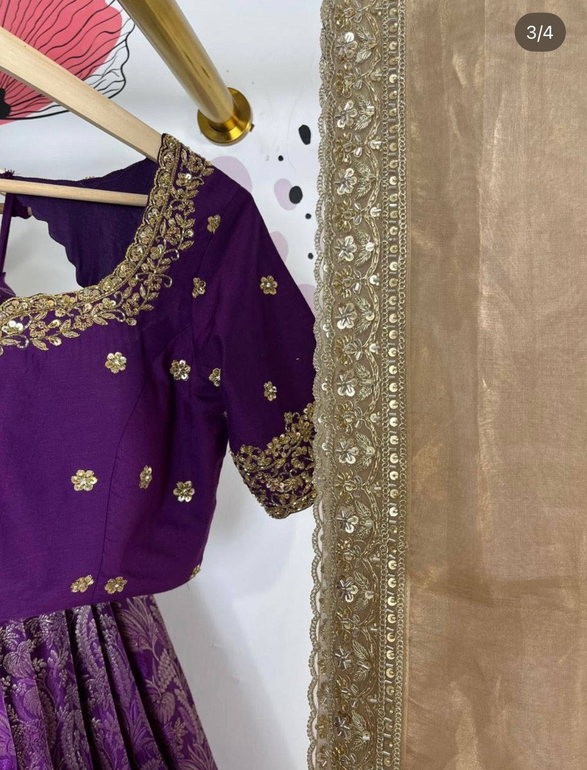 Wine and Gold Kanjeevaram Lehenga