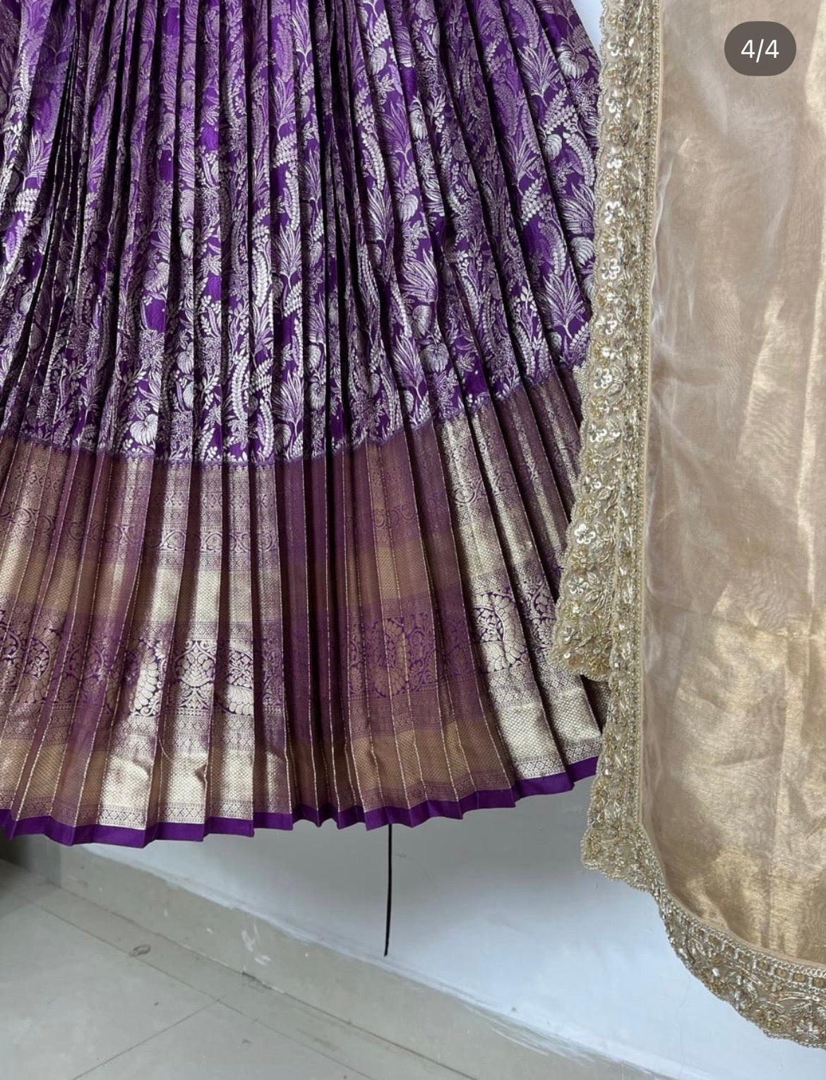 Wine and Gold Kanjeevaram Lehenga
