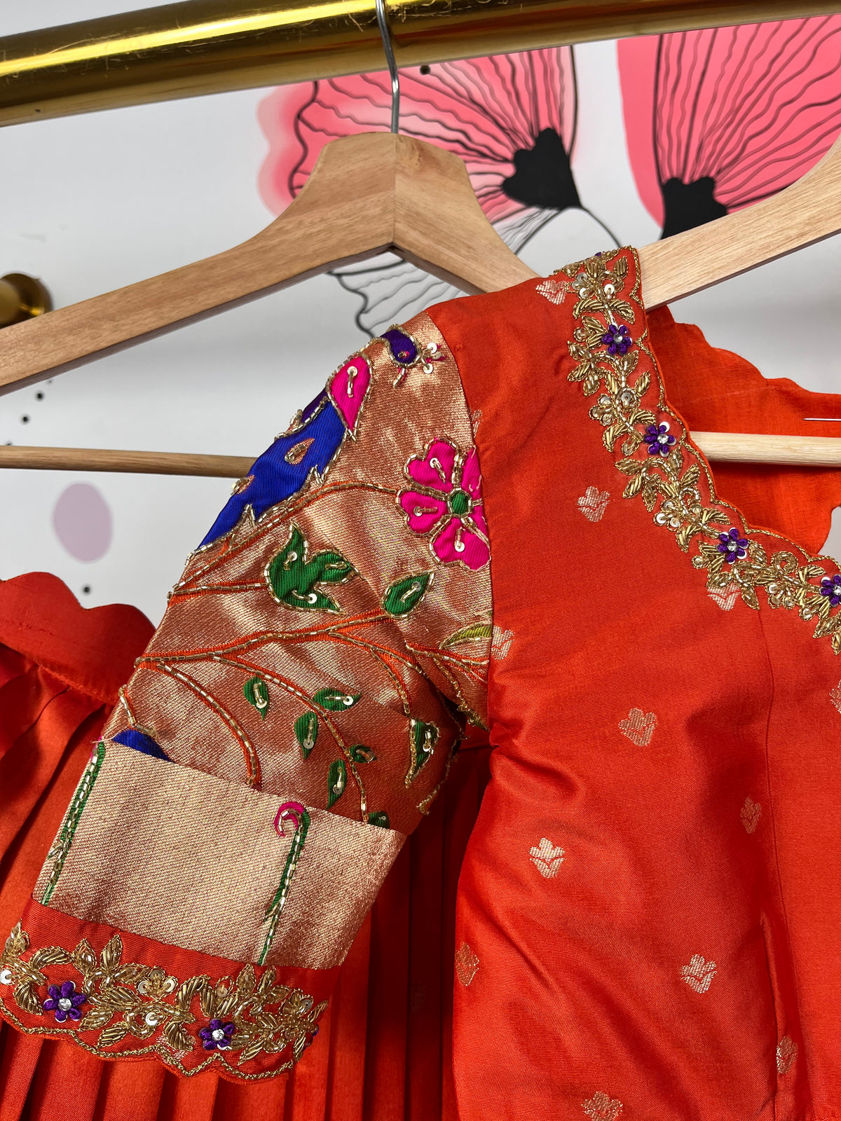 Orange and Purple Paithani Lehenga