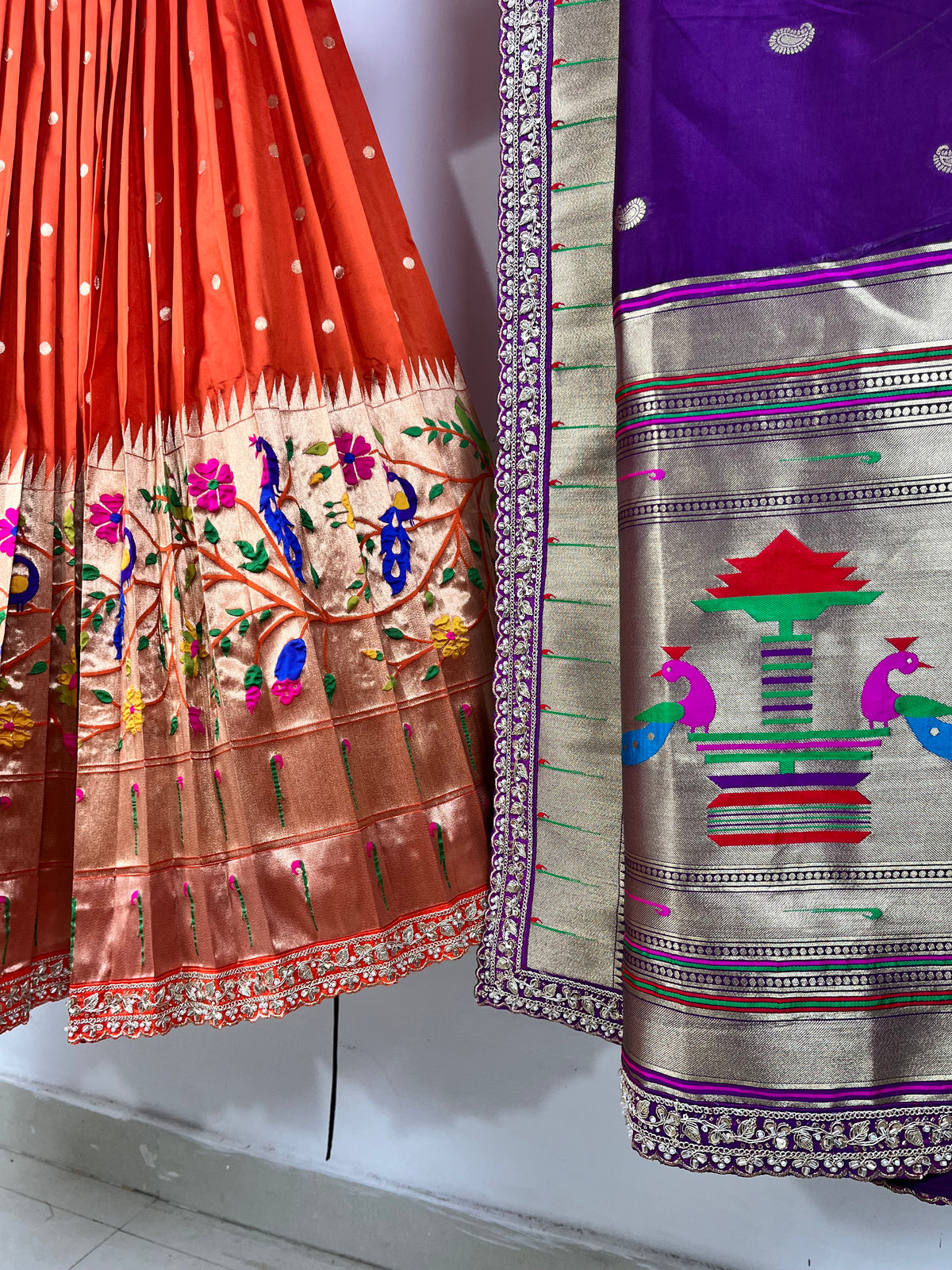 Orange and Purple Paithani Lehenga