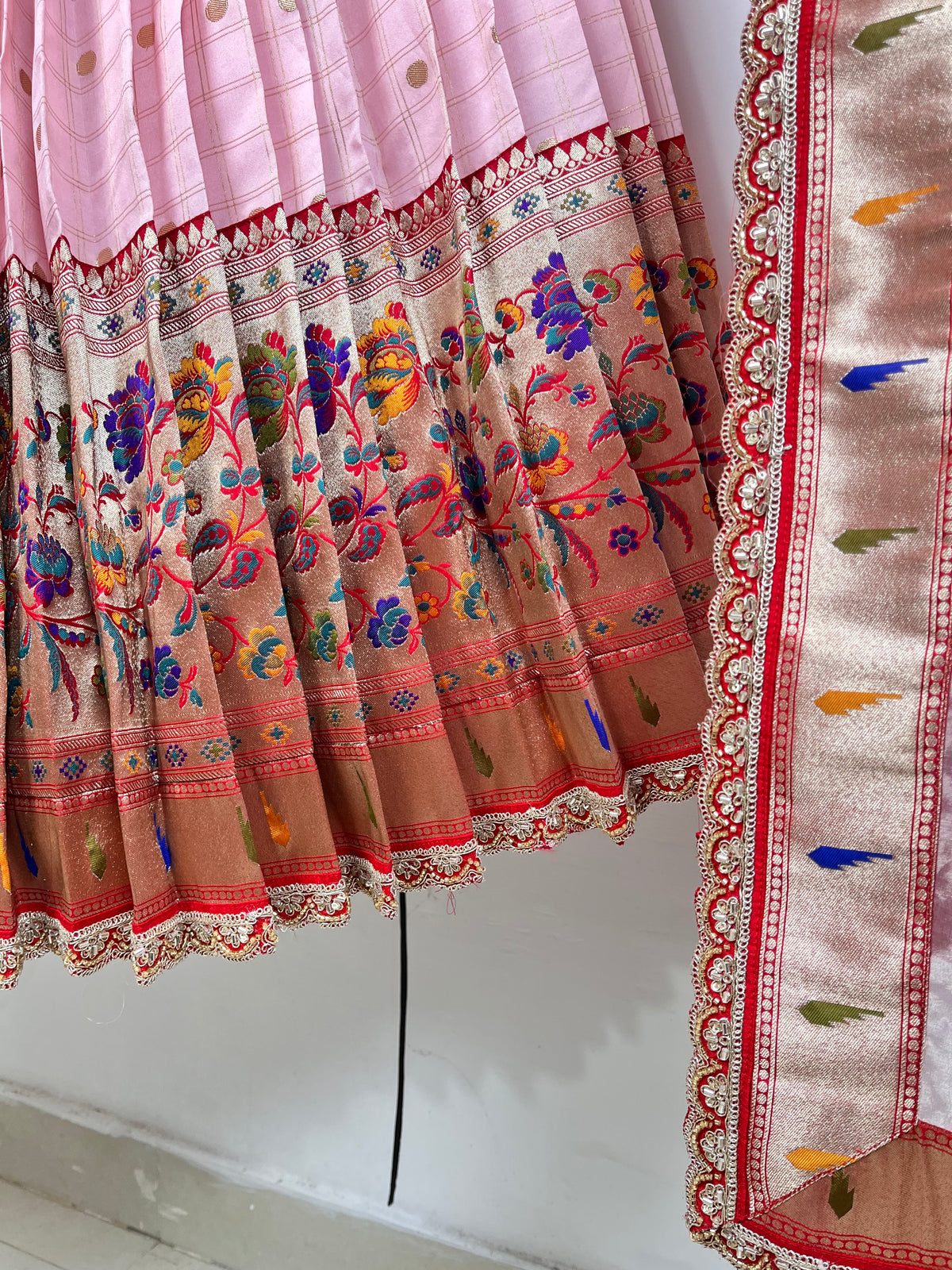 Pink and Red Paithani Lehenga