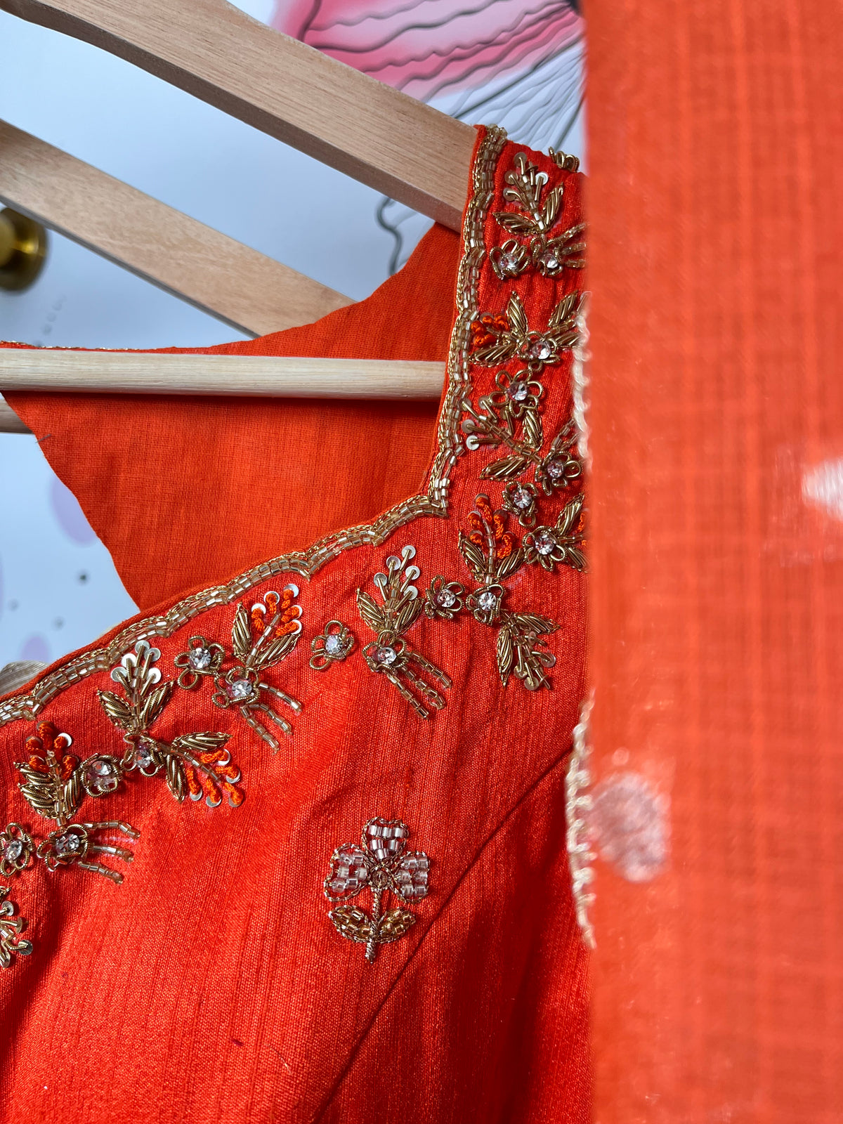 Half While and Orange Jari Kota Lehenga