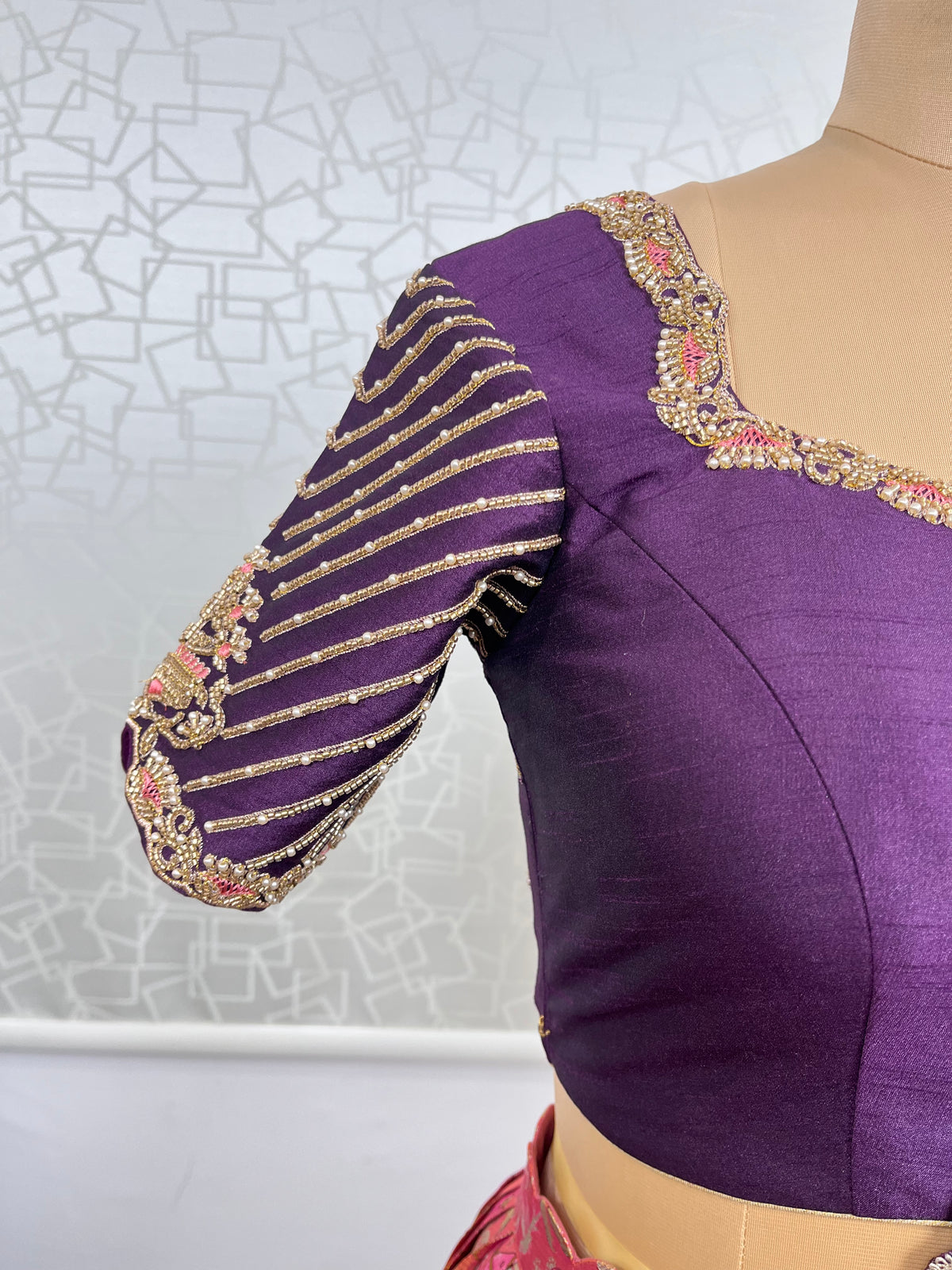 Peach and Wine Kanjeevaram Kanchi Pattu Lehenga