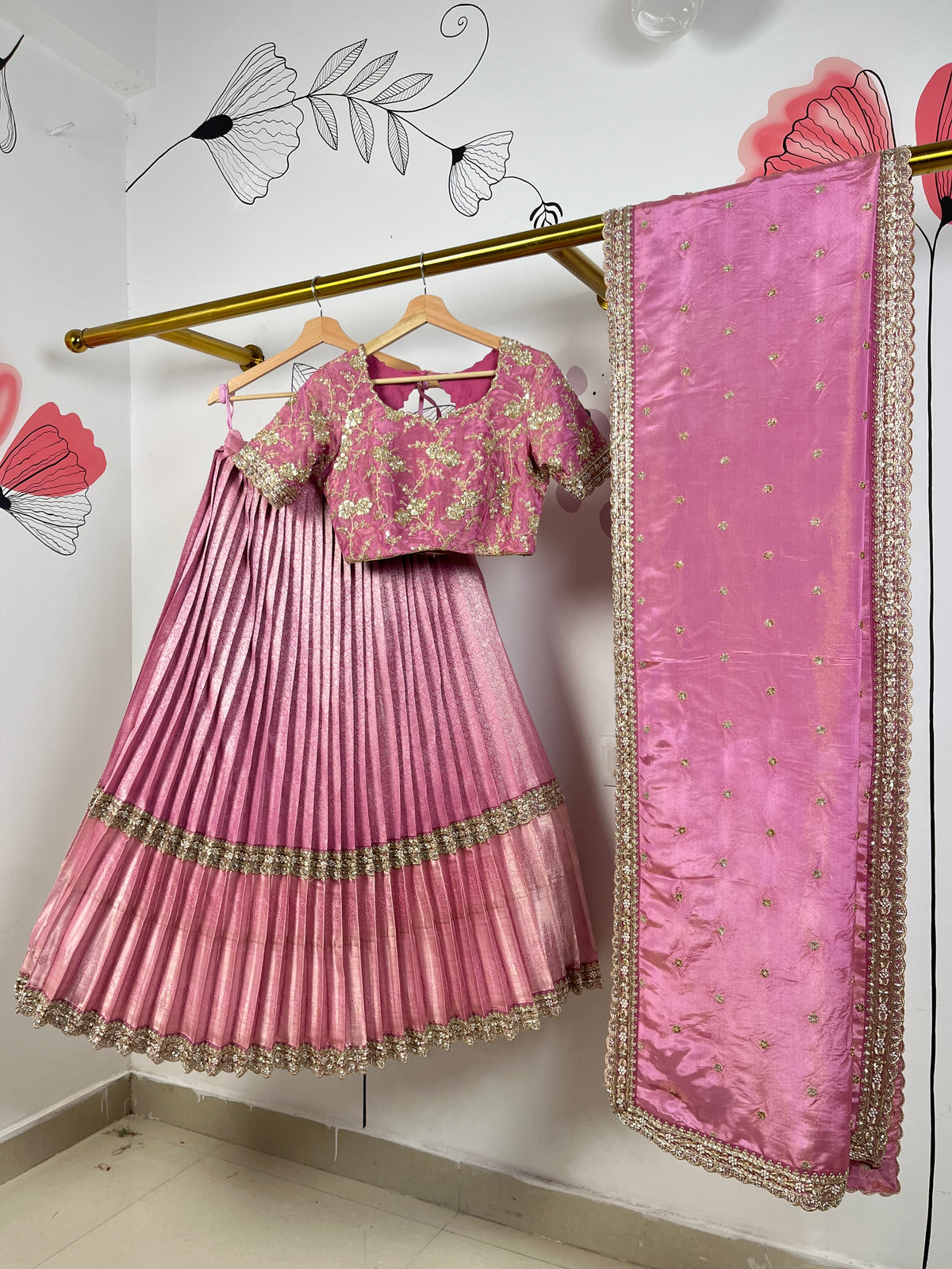 Baby Pink Kanchi Pattu Bridal Lehenga
