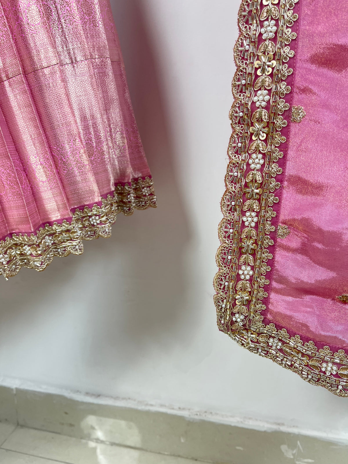 Baby Pink Kanchi Pattu Bridal Lehenga