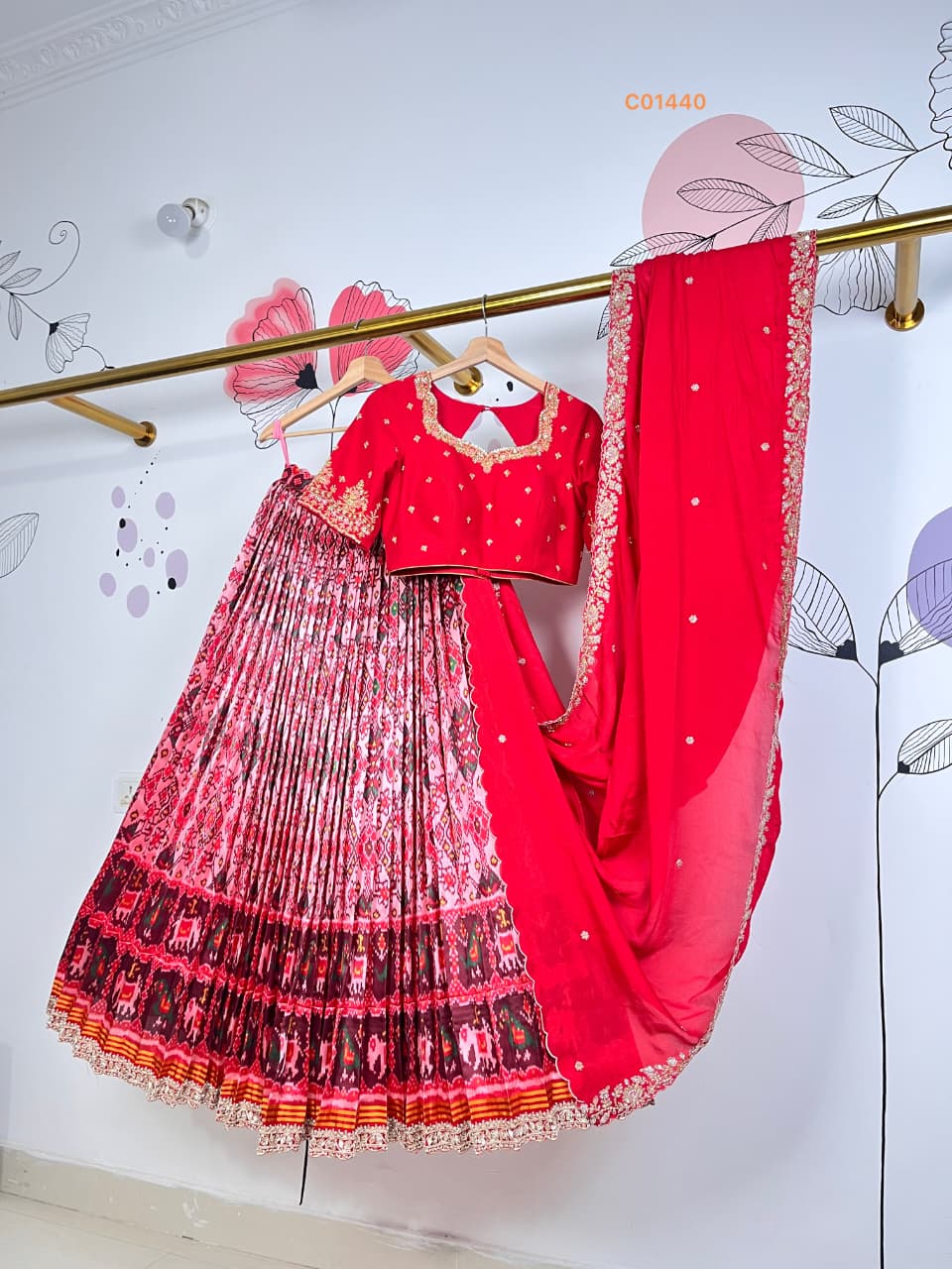Baby Pink And Green Patola Lehenga