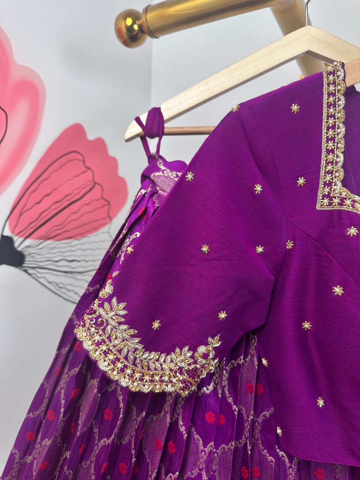 Wine and Red Banarasi Lehenga